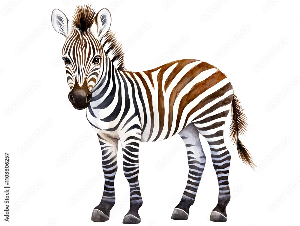 Zebra standing, white isolated background. Zebra standing, white isolated background.