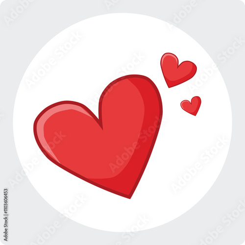 Red heart. Realistic detailed design icon heart symbol love. Valentine 3 hearts Vector illustration