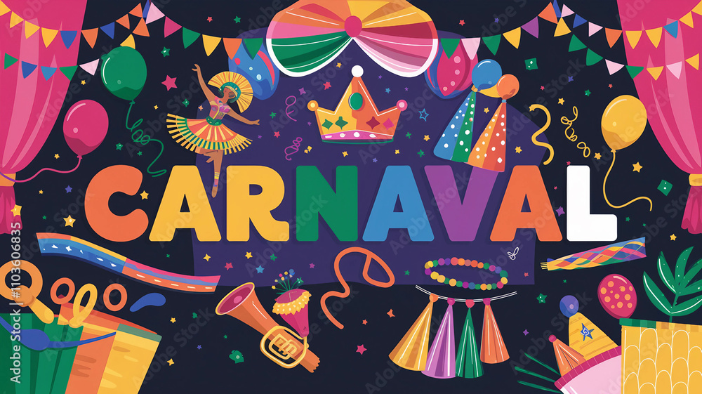 Fototapeta premium Colorful Carnival Celebration with Festive Decorations