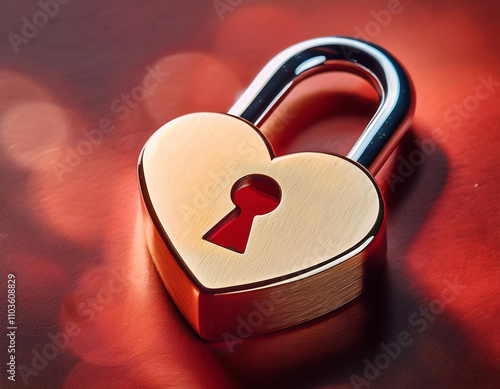 Lock with a heart-shaped keyhole, representing security and emotional connection with customers photo