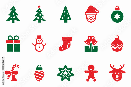 Christmas Icon Pack all ornaments vector art illustration 