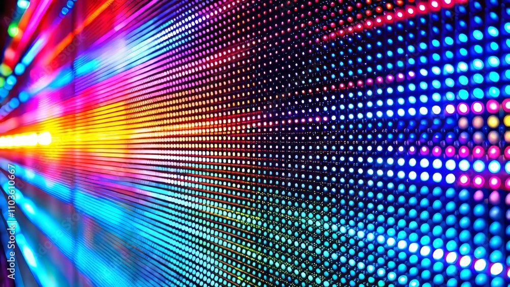 Obraz premium High-Resolution LED Screen Texture with Dots Background - Vibrant Pixel Pattern Display Ideal for Technology and Digital Media Projects