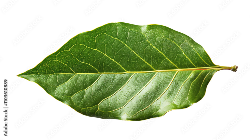 Fresh Green Leaf Isolated on isolate White Background with Detailed Veins and Texture Fresh Green Leaf Isolated on isolate White Background with Detailed Veins and Texture