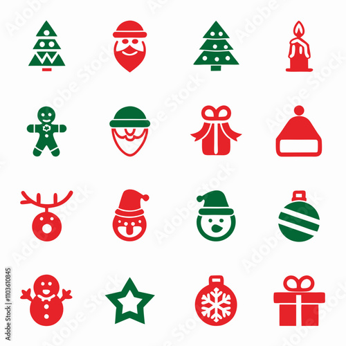 Christmas Icon Pack all ornaments vector art illustration 