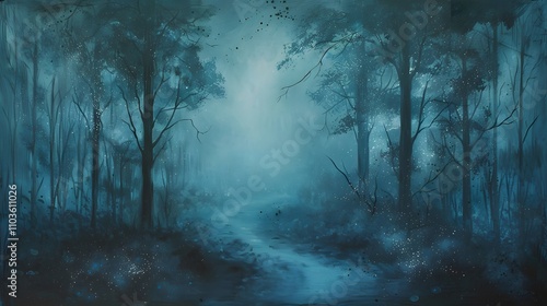 Enchanting Mystical Forest Path at Night