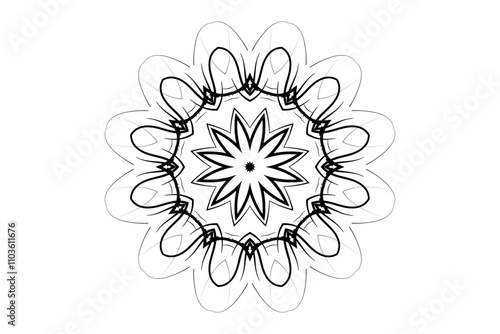 Black and White Mandala Art with Radiating Layers and Meditative Focus
