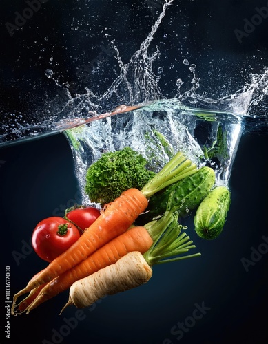 Vegetables water splash photo