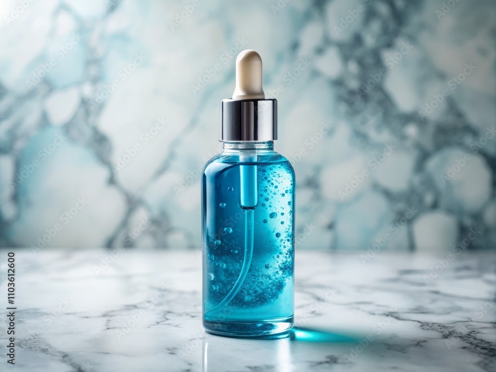 Luxurious Clear Blue Liquid Serum Gel with a Smooth Texture Highlighted in an Elegant Cosmetic Setting Using the Rule of Thirds for Perfect Composition Luxurious Clear Blue Liquid Serum Gel with a Smooth Texture Highlighted in an Elegant Cosmetic Setting Using the Rule of Thirds for Perfect Composition