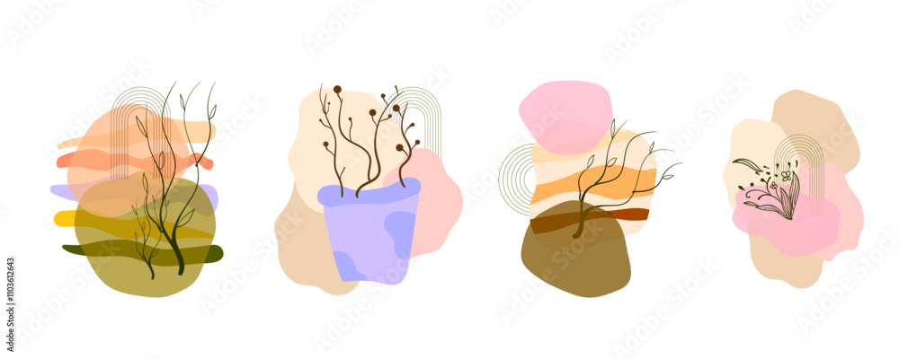 Fototapeta premium set pastel boho badge colorful minimalis design