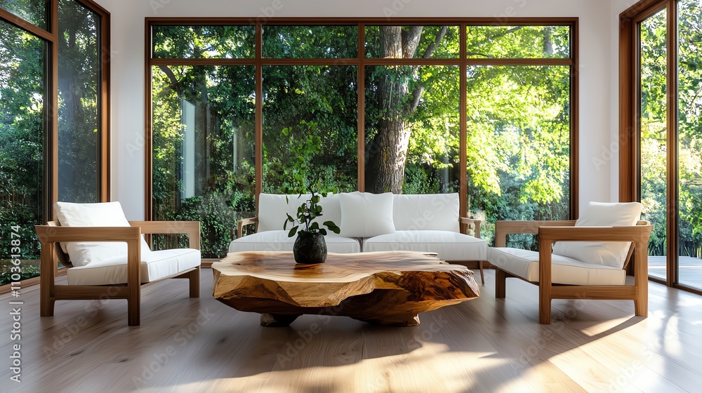 Bright modern living room with natural light and stylish furniture. Bright modern living room with natural light and stylish furniture.