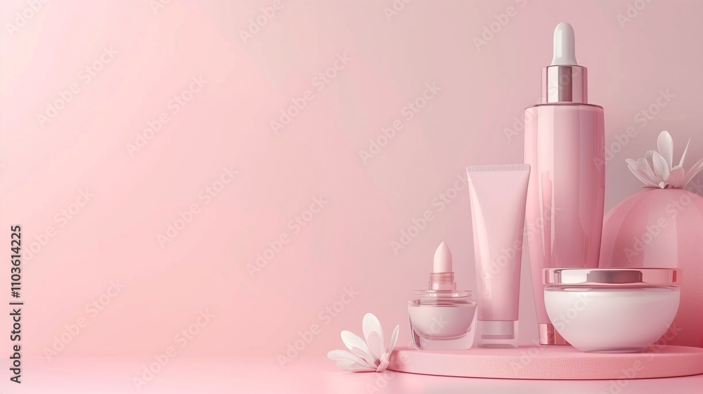 Mock up photo of skincare products in soft pink packaging label with no label with soft pink background. Mock up skincare pink packaging .Cosmetic mock up photo. Mock up photo of skincare products in soft pink packaging label with no label with soft pink background. Mock up skincare pink packaging .Cosmetic mock up photo.