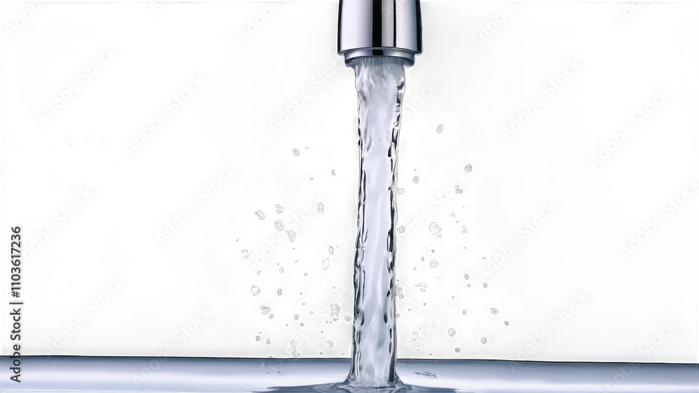 Water flowing from a tap, abstract colorful bubbles transparent background Water flowing from a tap, abstract colorful bubbles transparent background