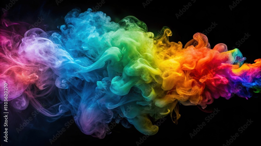 Obraz premium Colorful abstract cloud of smoke in vibrant shades, smoke, colorful, abstract, vibrant, artistic, swirl, motion, dynamic, bright