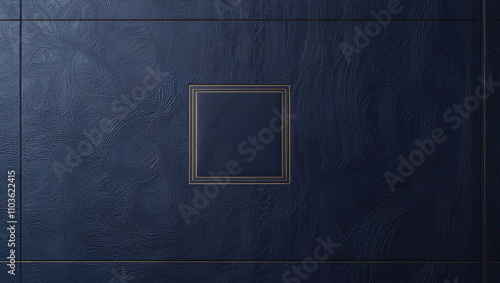  Premium Navy Blue Leather Texture with Gold-Trimmed Square Detail for Luxury Backgrounds