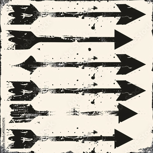 Set of grunge arrow vectors and brushstrokes. photo