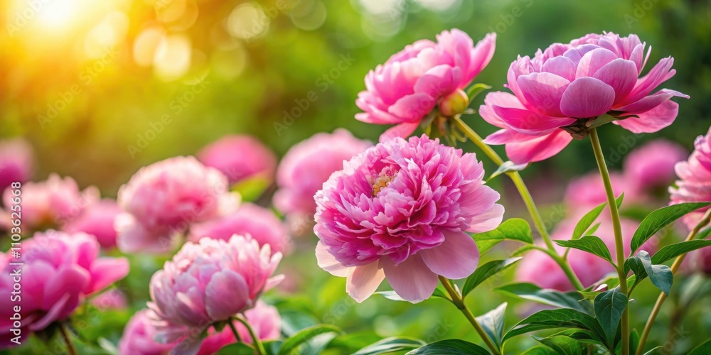 Pink peony flowers blooming in a garden, peonies, pink, petals, floral, background, romantic, beautiful, delicate, spring Pink peony flowers blooming in a garden, peonies, pink, petals, floral, background, romantic, beautiful, delicate, spring