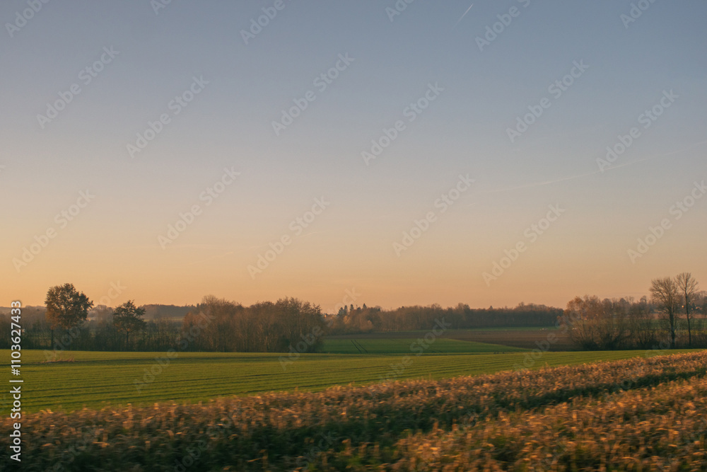 Obraz premium sunrise over the field landscape