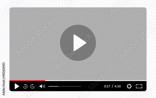 Multimedia video player template for online cinema, video live streaming, social media interface vector