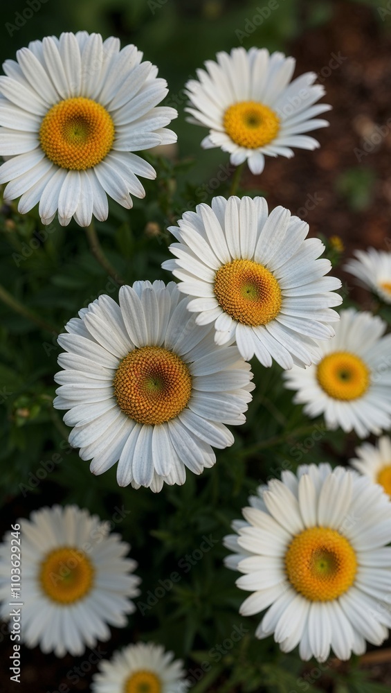 Obraz premium Daisy Herbaceous perennial with white petals and a yellow center a classic garden flower