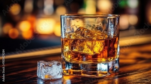 Elegant Whiskey Glass on a Bar Counter