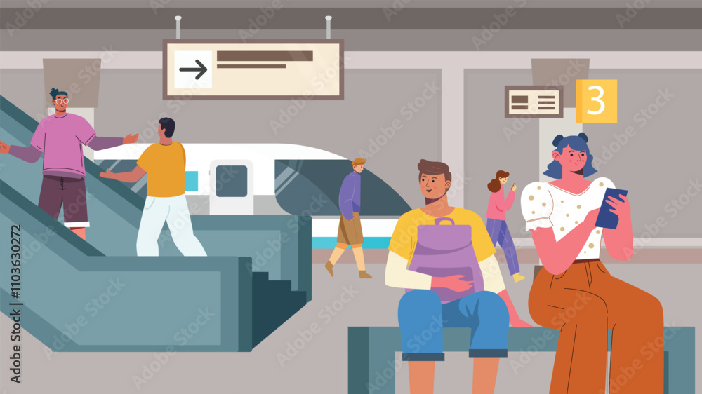 Metro scene Concept Illustration Metro scene Concept Illustration