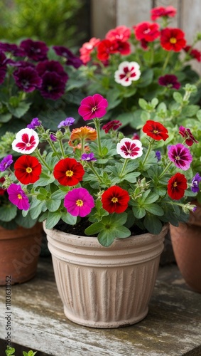 Geranium Hardy plant with colorful flowers often used in hanging baskets or as bedding plants