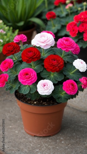 Obraz na płótnie Geranium Annual flowering plant with large rounded flowers in red pink or white often in pots w salonie