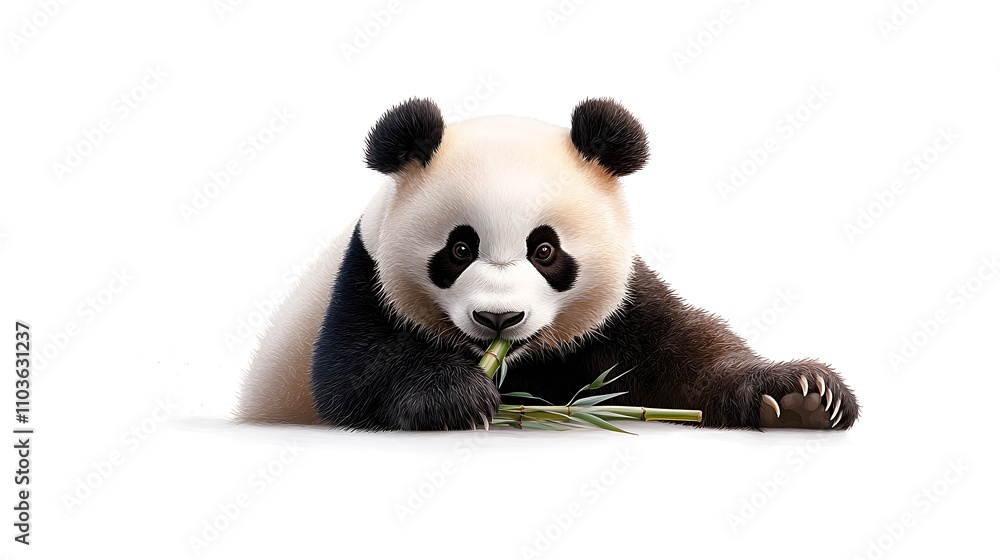 A photostock of a watercolor panda eating bamboo, isolated white background. Ultra-Realistic, Photo Realistic, highly detailed, A photostock of a watercolor panda eating bamboo, isolated white background. Ultra-Realistic, Photo Realistic, highly detailed,