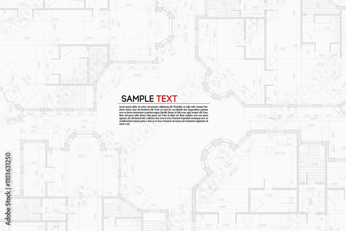 Architectural background. Building construct plan. Interior design sketch draw. Home floor architect pattern. Office reconstruction project. Abstract technology illustration. Vector blueprint.