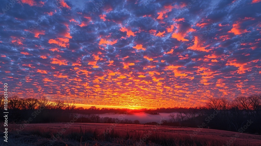 A breathtaking sunrise over a misty landscape, showcasing vibrant colors and dramatic clouds. A breathtaking sunrise over a misty landscape, showcasing vibrant colors and dramatic clouds.