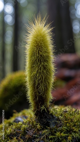 Haircap Moss Moss with upright hair like structures found in forested and rocky habitats photo