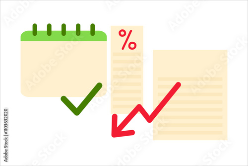 Tax decrease. Vector simple color flat illustration.