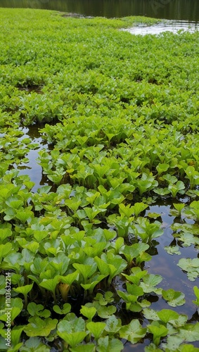 Hornwort Submerged aquatic plant that grows in dense mats in calm water bodies photo