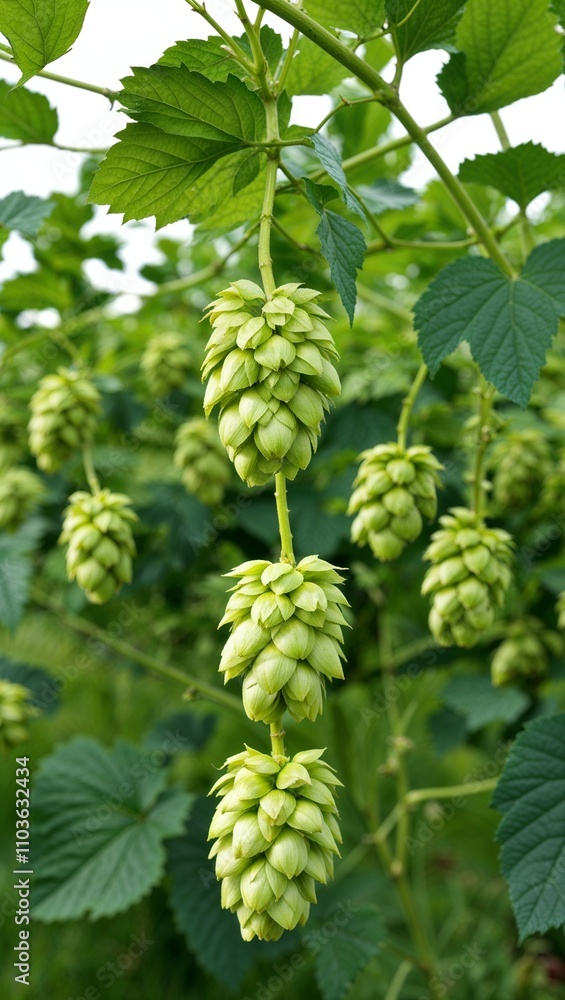 Hops Vine Fast growing vine with cone shaped flowers used in brewing to add bitterness to beer Hops Vine Fast growing vine with cone shaped flowers used in brewing to add bitterness to beer