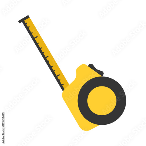 Yellow tape measure. Vector simple color flat illustration.