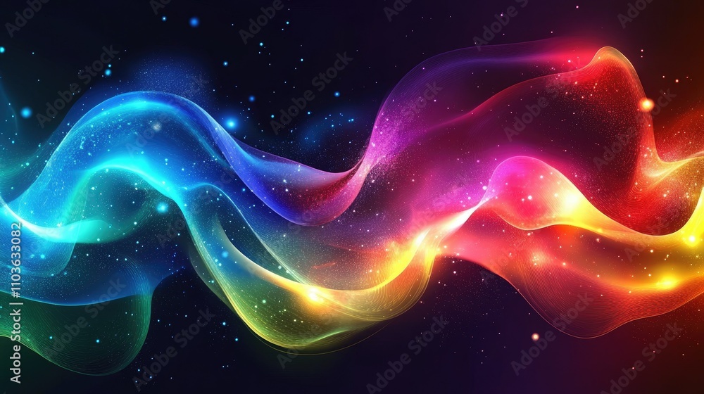 Colorful abstract fusion: vibrant waves of light illustrating the power of collaboration and shared goals. Colorful abstract fusion: vibrant waves of light illustrating the power of collaboration and shared goals.