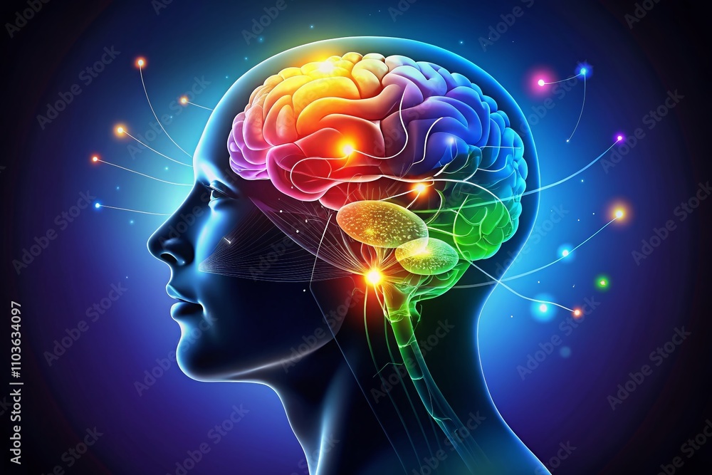 Head Silhouette Illustrating Key Brain Parts: Hippocampus, Amygdala, Cortex, and Frontal Lobe with Copy Space for Educational Use Head Silhouette Illustrating Key Brain Parts: Hippocampus, Amygdala, Cortex, and Frontal Lobe with Copy Space for Educational Use