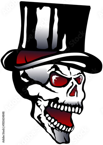 Tete de mort Tattoo old school style tatouage grand chapeau photo