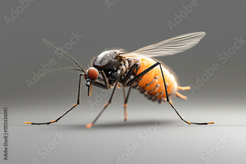 mosquito with tarsi (legs) isolated on a transparent background.