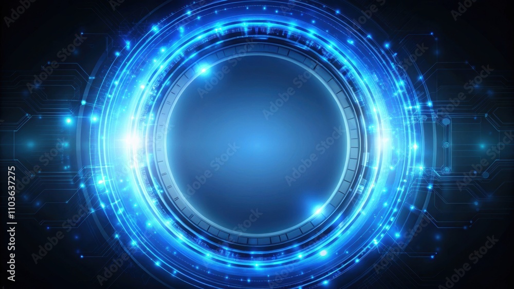Obraz premium Circle blue light glowing in a technology background, blue, circle, light, glowing, technology, background