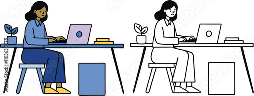 Remote Work Two Women Working from Home Offices
