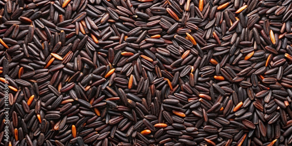 Top view of raw wild black rice, wild, black, rice, grain, food, ingredient, healthy, organic, natural, texture Top view of raw wild black rice, wild, black, rice, grain, food, ingredient, healthy, organic, natural, texture