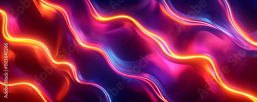 Abstract Neon Waves Vibrant Colors Dynamic Design