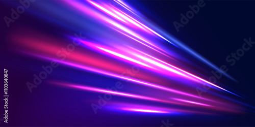 Acceleration speed motion on night road. Motion Blur Effect. Abstract fire flare trace lens flares acceleration speed motion on night road. 