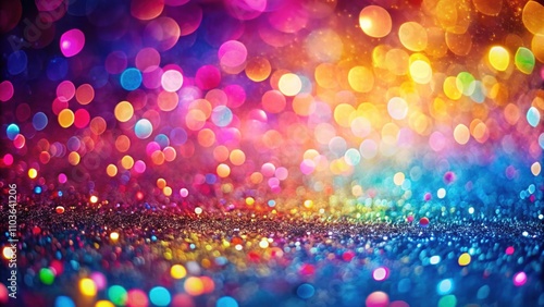 Shiny multicolor glitter background with abstract pink, blue, and yellow circles, glitter, multicolor, background, abstract