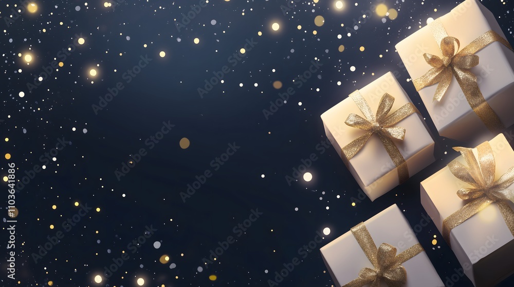Shimmering Blue and Gold Christmas Scene Shimmering Blue and Gold Christmas Scene
