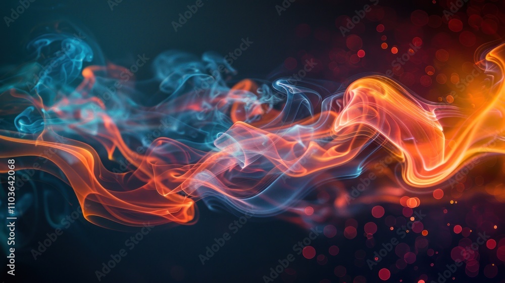 Obraz premium A vibrant swirl of colorful smoke and light creating an abstract, dynamic visual effect.