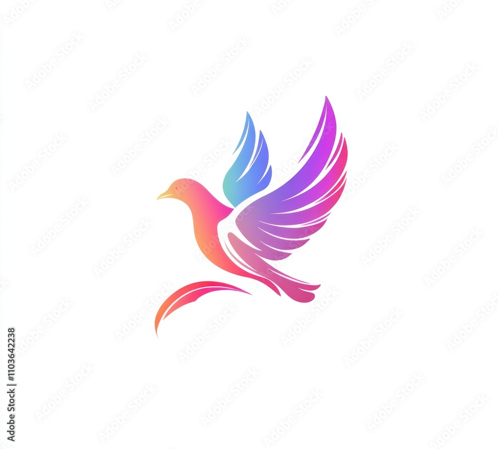 Fototapeta premium Colorful stylized dove in flight, elegant design.