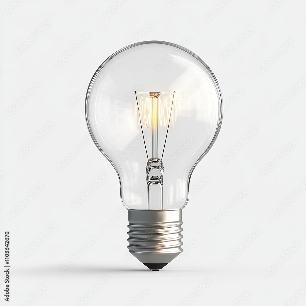 clear light bulb with glowing filament, showcasing its elegant design and functionality. This 3D illustration represents classic electric light source, perfect for various settings clear light bulb with glowing filament, showcasing its elegant design and functionality. This 3D illustration represents classic electric light source, perfect for various settings