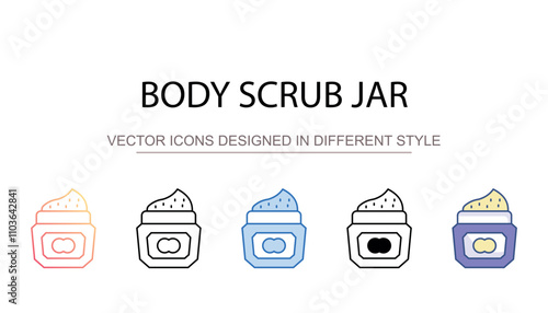 Body Scrub Jar icon design with white background stock illustration